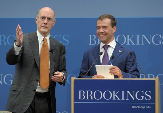 Dmitry Medvedev speaks at the Brookings Institution