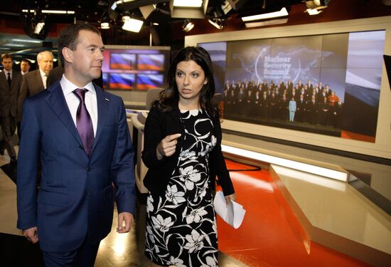 Dmitry Medvedev visits Russia Today TV Channel