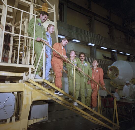 Crew members of Soviet-Afghan spaceflight