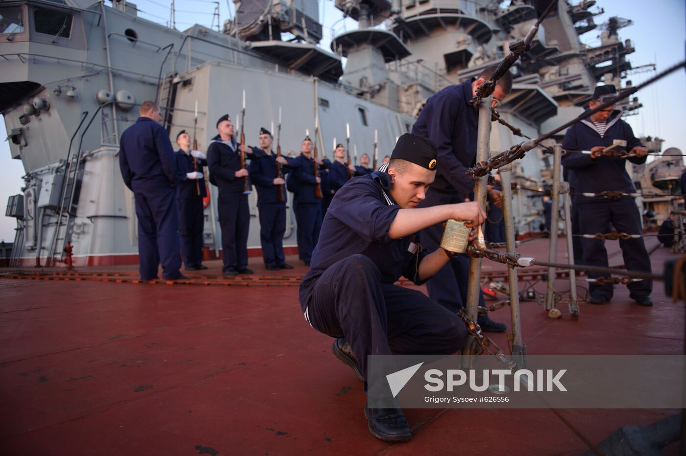 Pyotr Veliky missile cruiser makes port call in Tartus, Syria