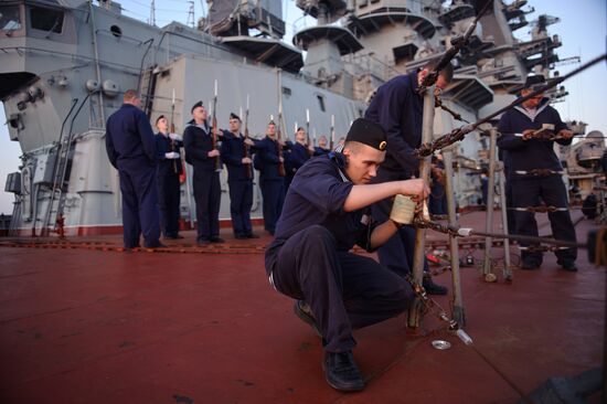 Pyotr Veliky missile cruiser makes port call in Tartus, Syria