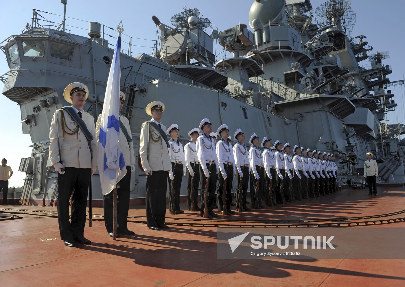 Pyotr Veliky missile cruiser makes port call in Tartus, Syria