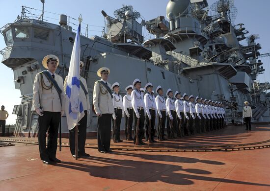 Pyotr Veliky missile cruiser makes port call in Tartus, Syria