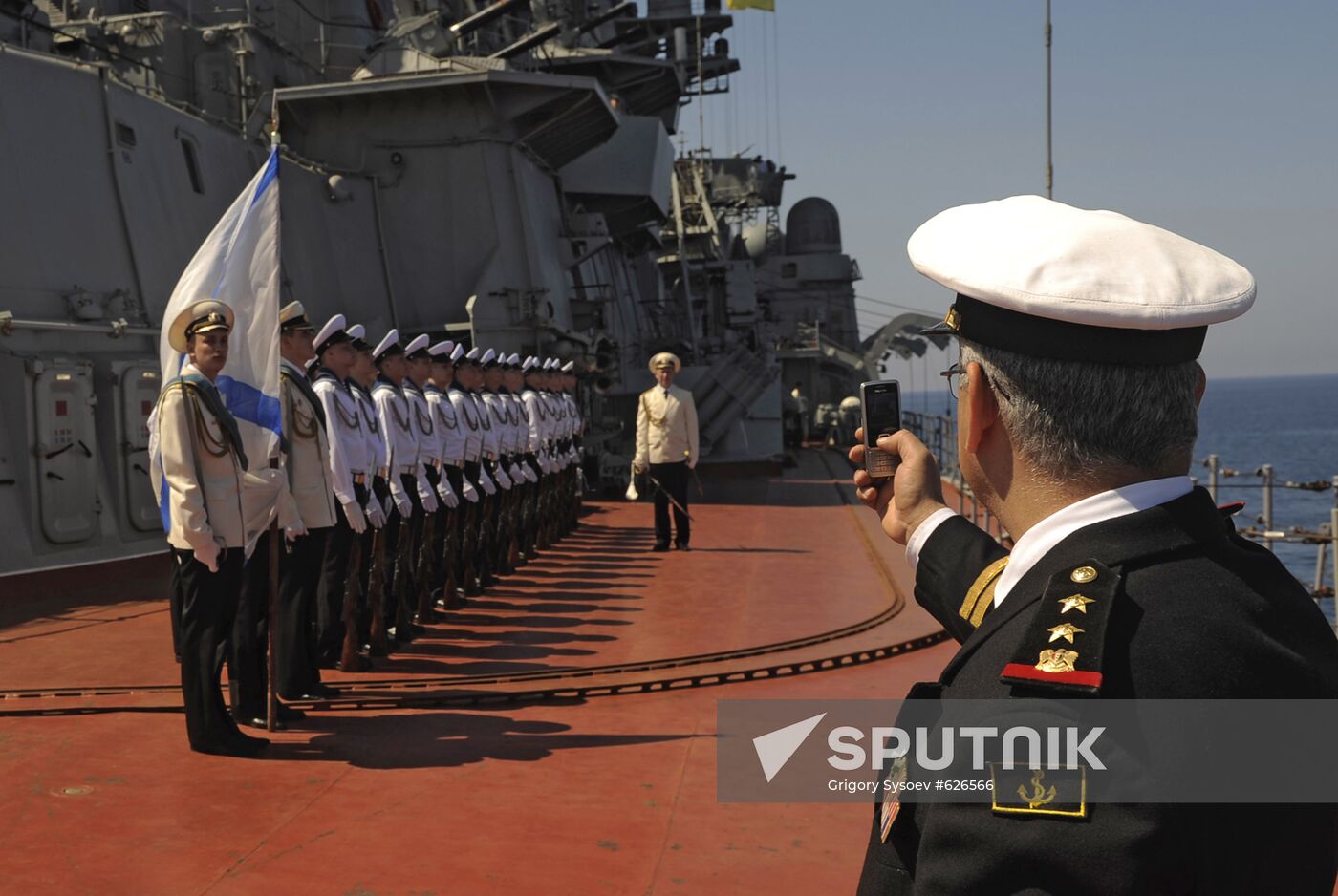 Pyotr Veliky missile cruiser makes port call in Tartus, Syria