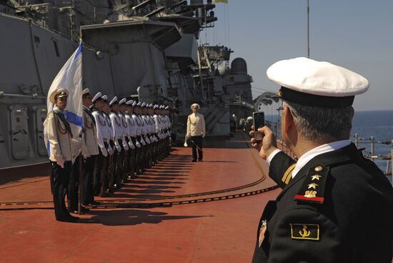 Pyotr Veliky missile cruiser makes port call in Tartus, Syria