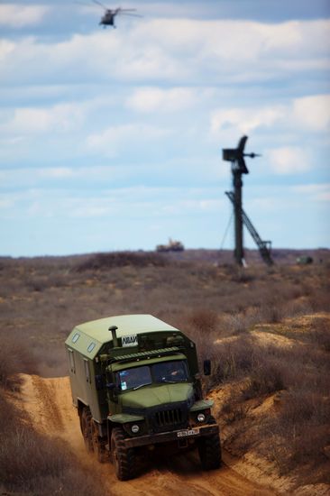 Air Defense soldiers during exercises, Ashuluk firing ground