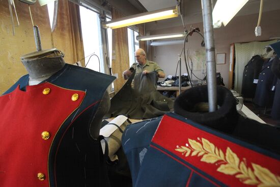 Sewing military uniforms for Victory Parade participants