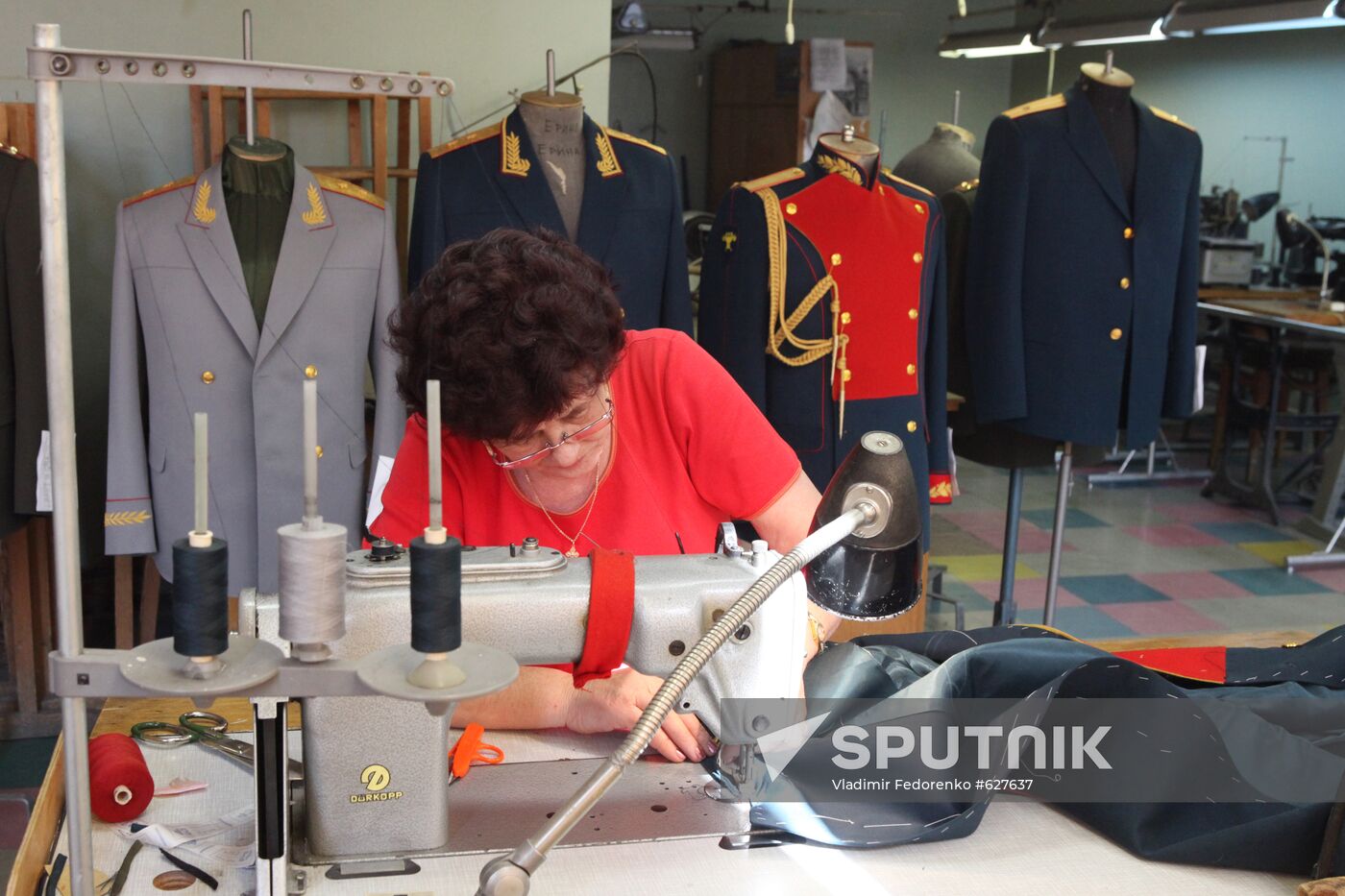 Sewing military uniforms for Victory Parade participants