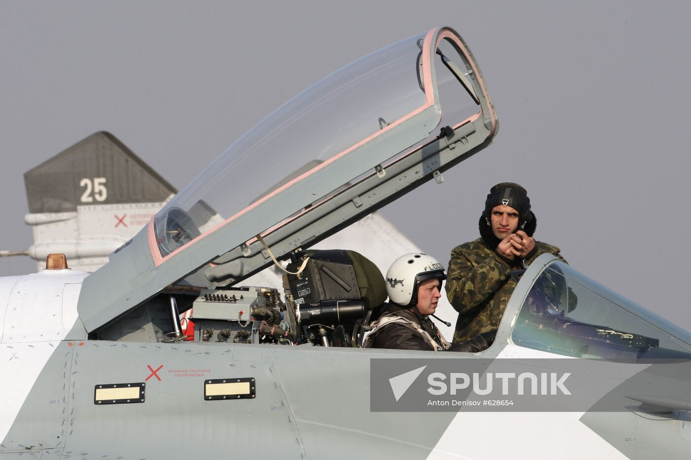 Mikoyan MiG-29 jet fighter aircraft preflight check
