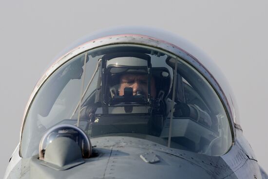 Pilot seen inside Mig-29SMT aircraft cockpit
