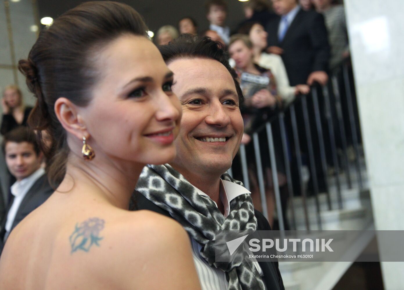 Oleg Menshikov with his wife Anastasia