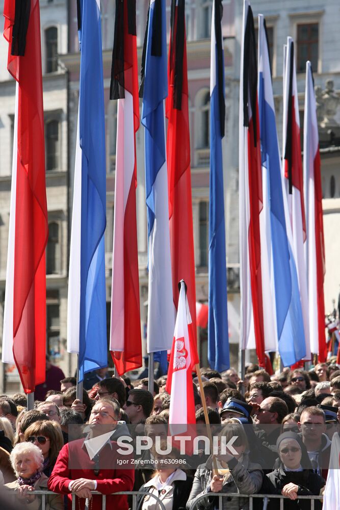 Funeral of Polish President Lech Kaczynski held in Krakow