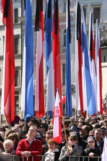 Funeral of Polish President Lech Kaczynski held in Krakow