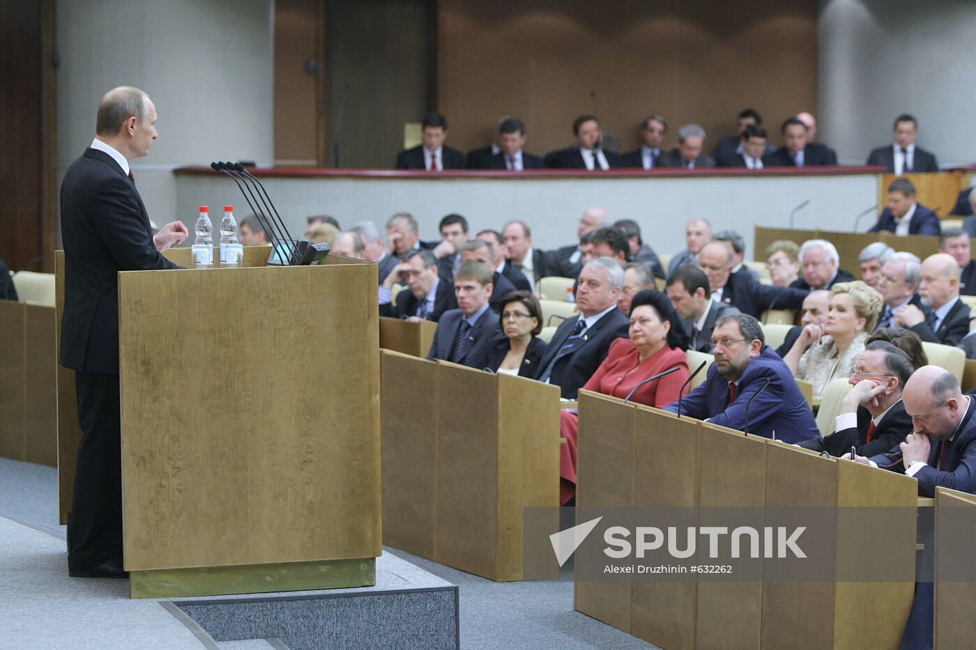 Russian Prime Minister Vladimir Putin at Duma meeting