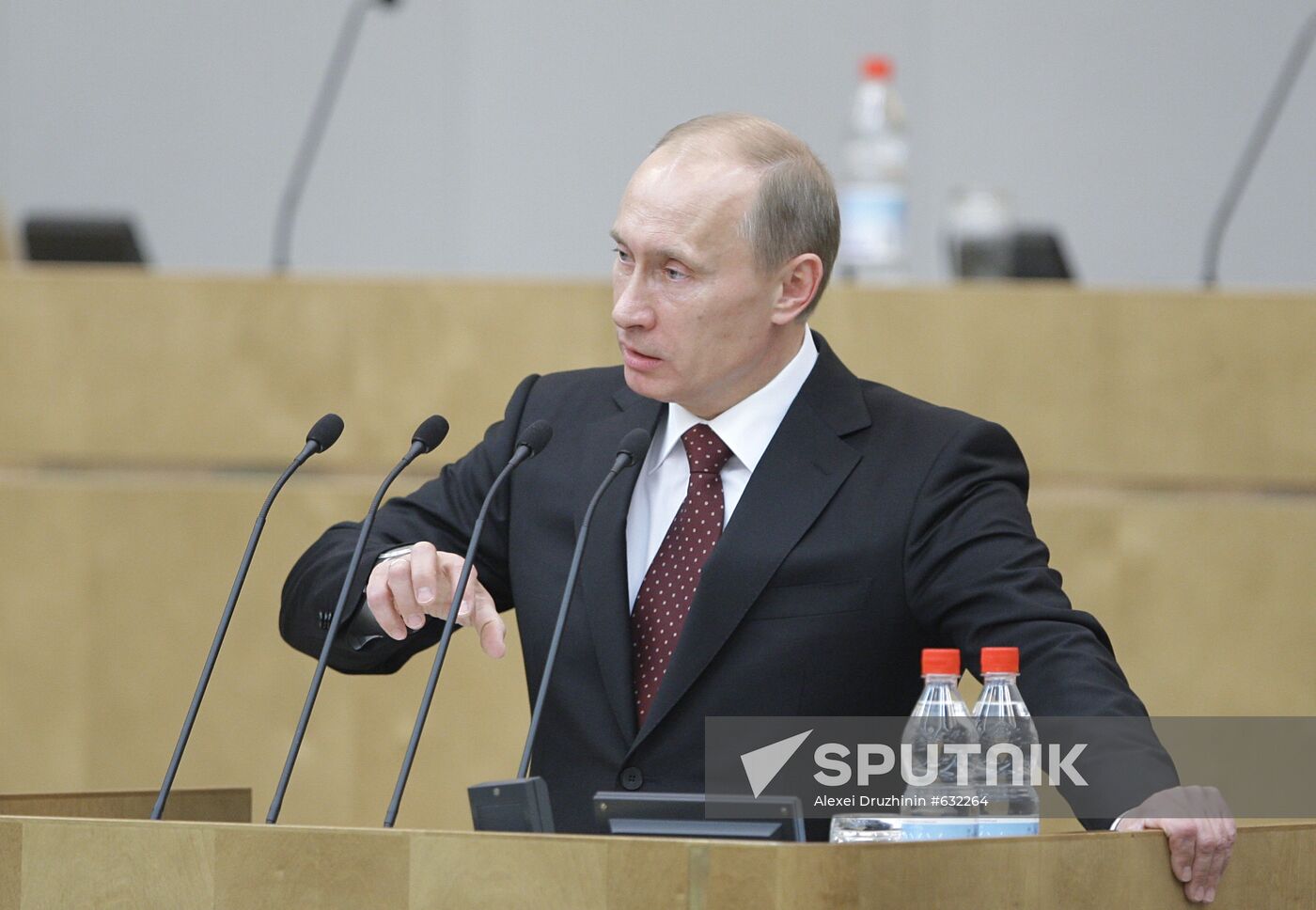 Russian Prime Minister Vladimir Putin at Duma meeting