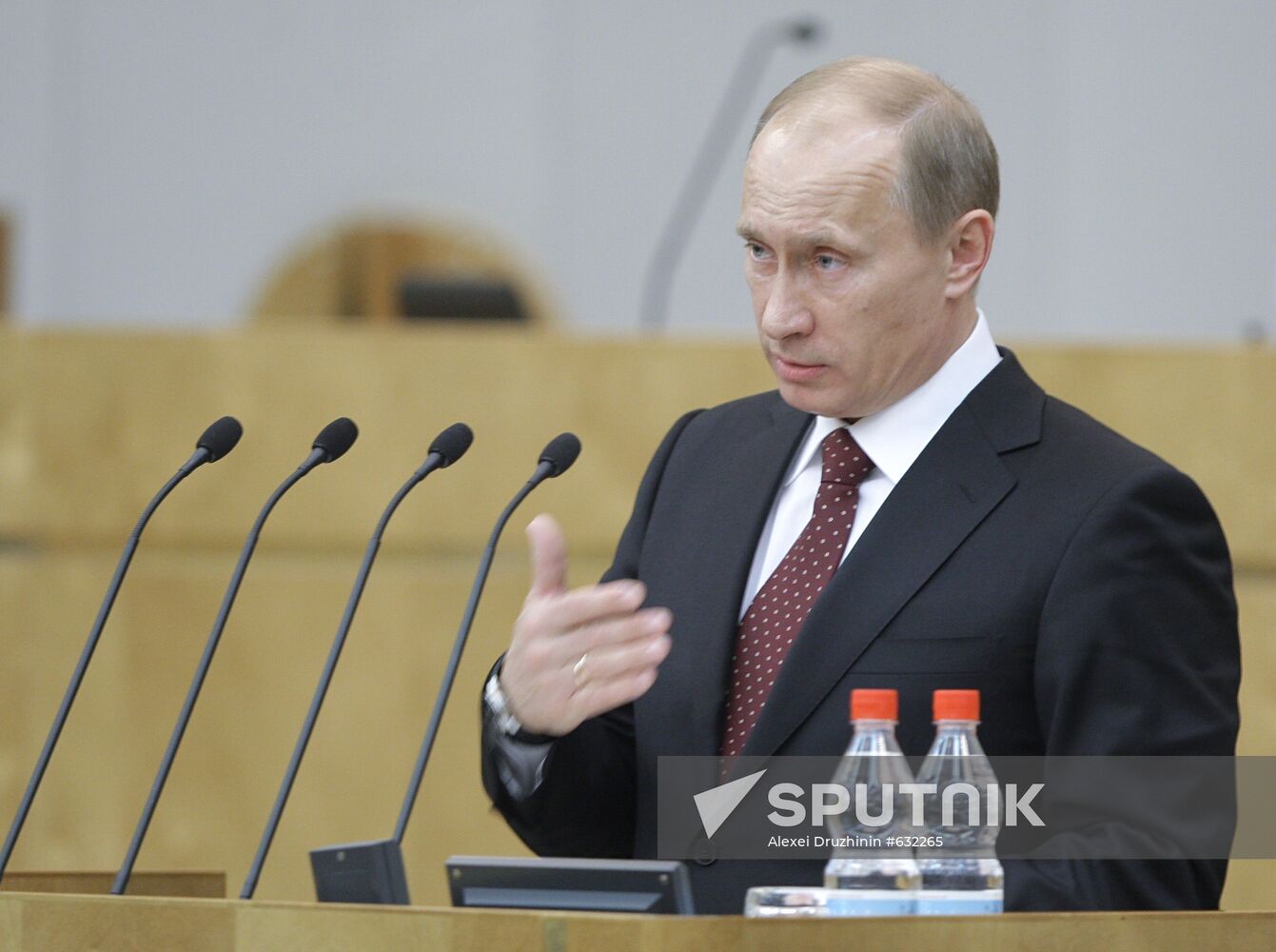 Russian Prime Minister Vladimir Putin at Duma meeting