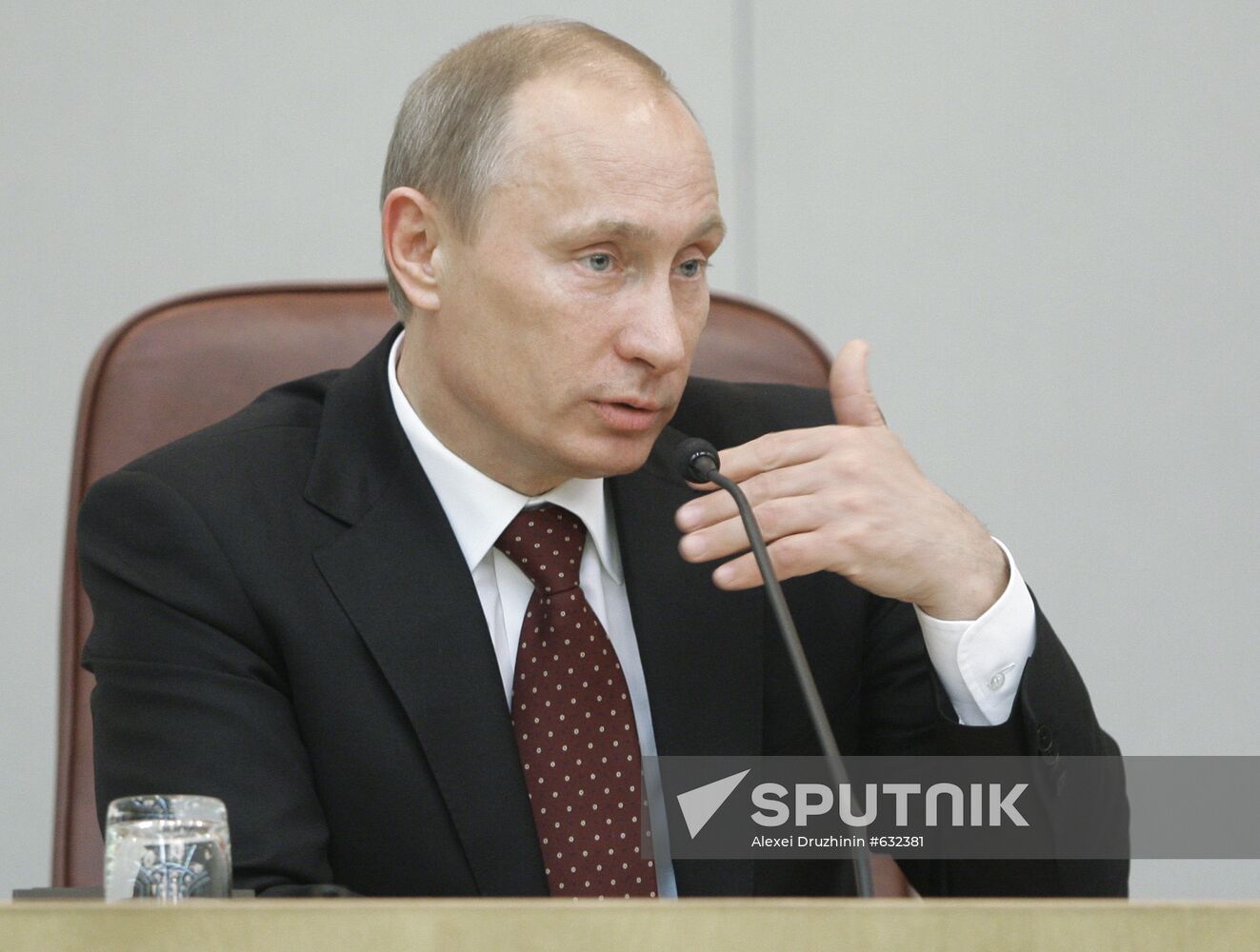 Russian Prime Minister Vladimir Putin at Duma meeting