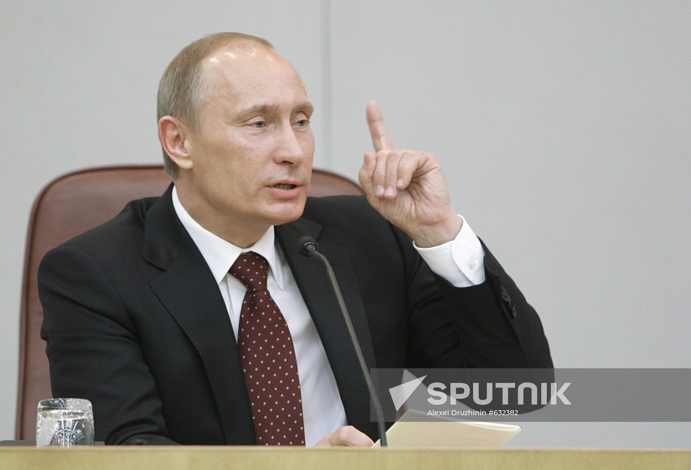Russian Prime Minister Vladimir Putin at Duma meeting