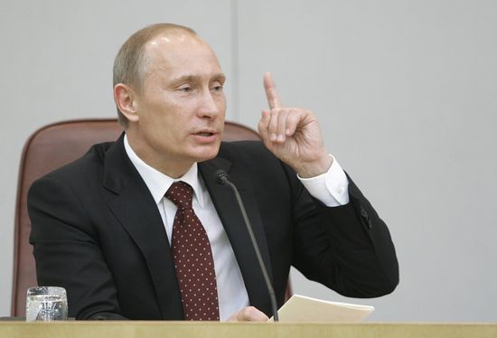 Russian Prime Minister Vladimir Putin at Duma meeting
