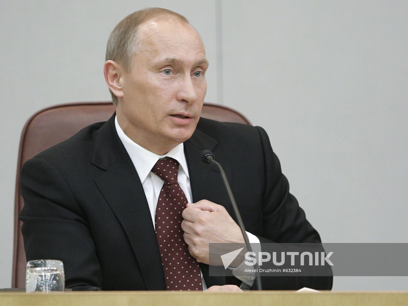 Russian Prime Minister Vladimir Putin at Duma meeting