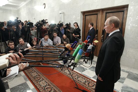 Russian Prime Minister Vladimir Putin at Duma meeting