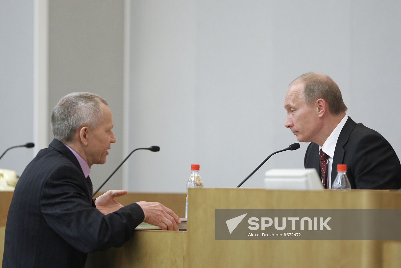 Russian Prime Minister Vladimir Putin at Duma meeting