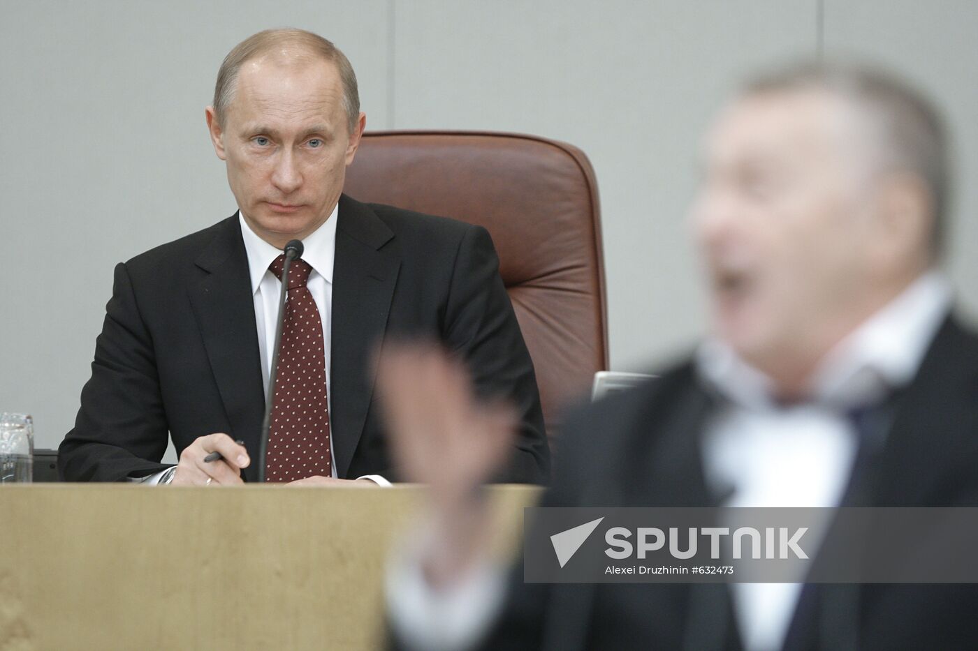 Russian Prime Minister Vladimir Putin at Duma meeting