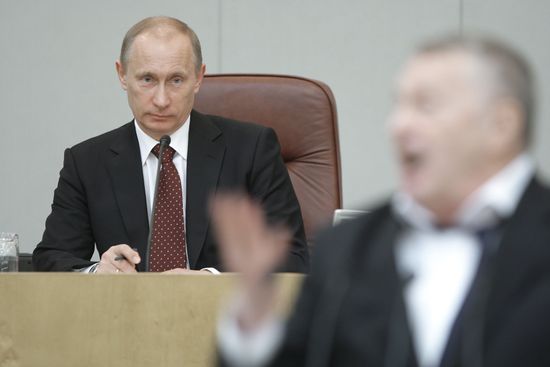 Russian Prime Minister Vladimir Putin at Duma meeting