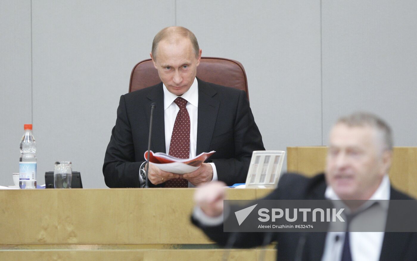 Russian Prime Minister Vladimir Putin at Duma meeting