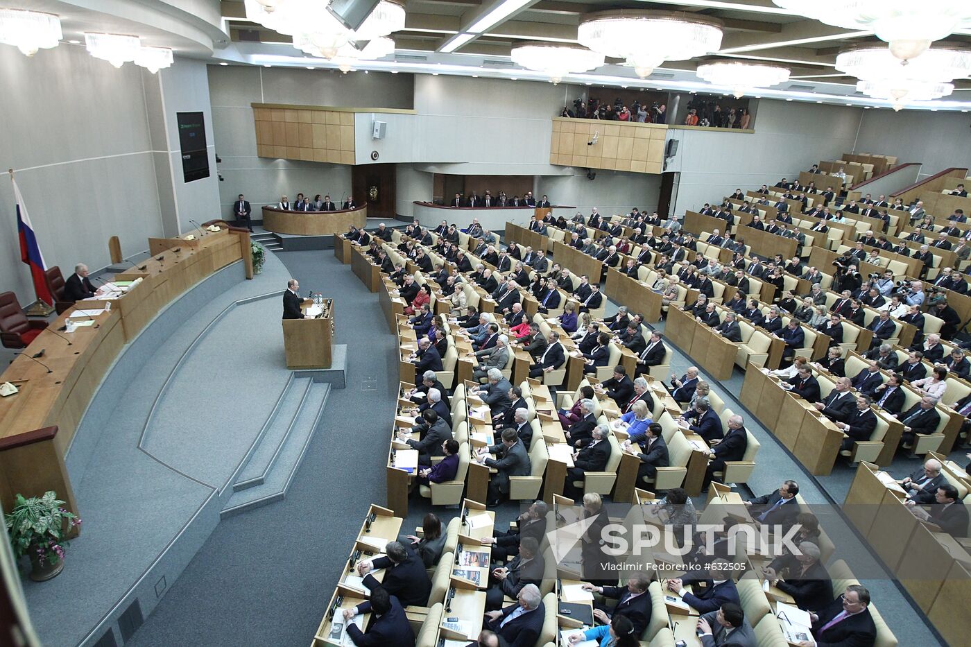 Russian Prime Minister Vladimir Putin at Duma meeting