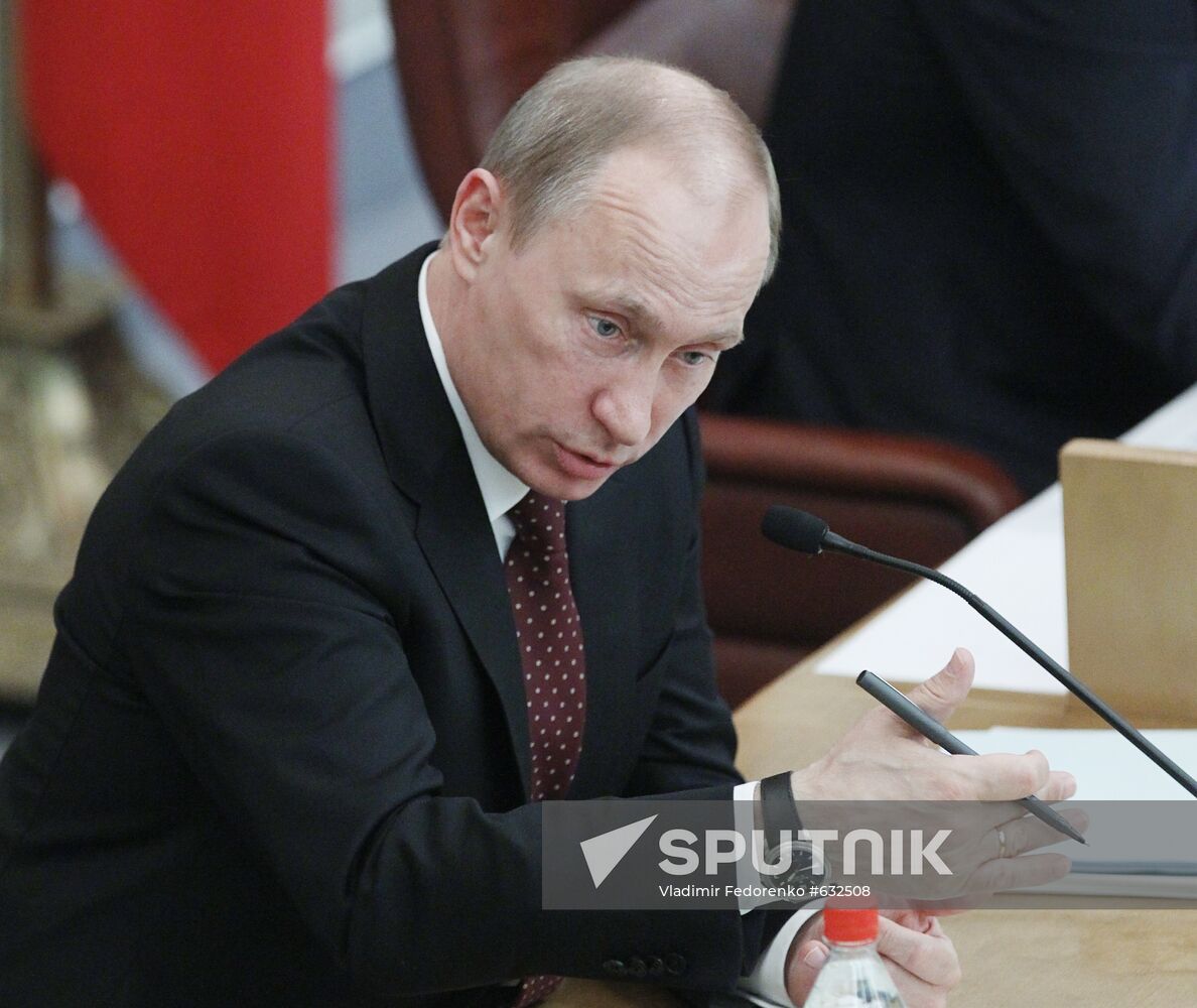 Russian Prime Minister Vladimir Putin at Duma meeting