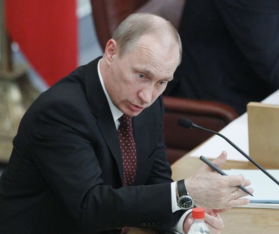 Russian Prime Minister Vladimir Putin at Duma meeting