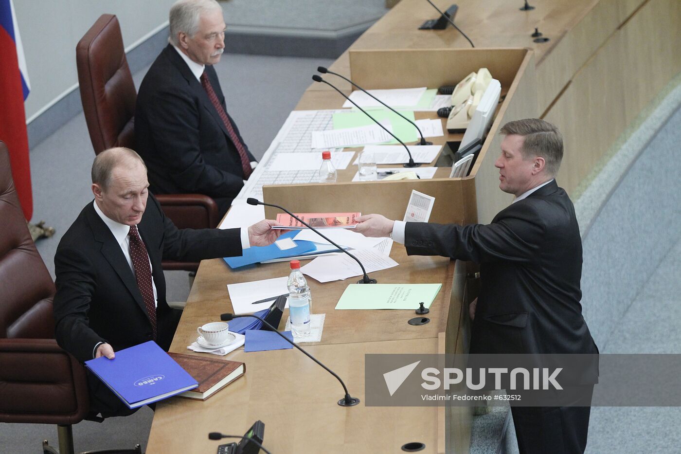 Russian Prime Minister Vladimir Putin at Duma meeting