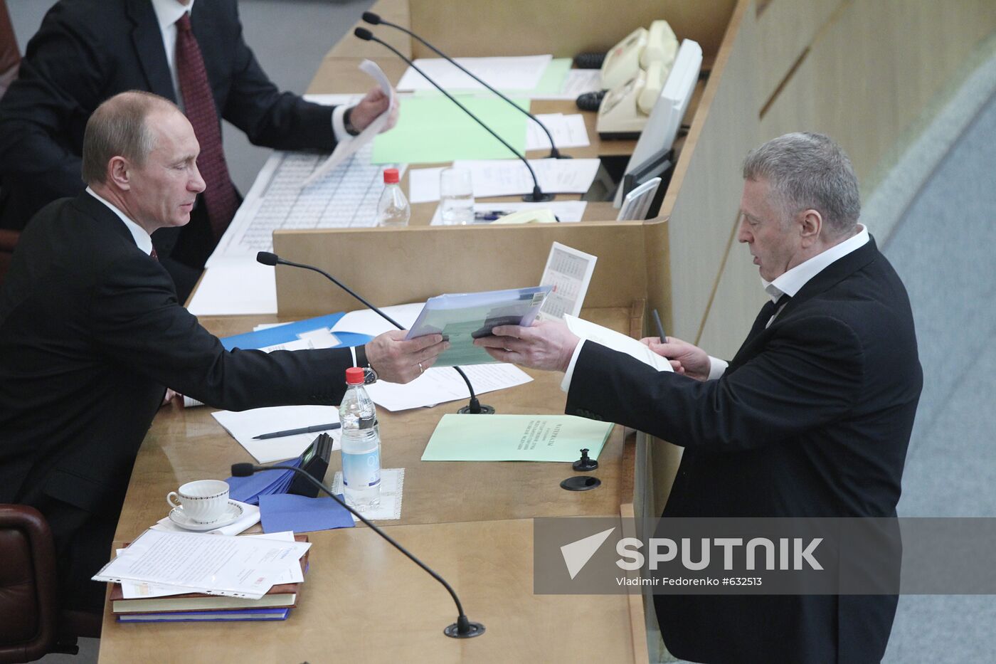 Russian Prime Minister Vladimir Putin at Duma meeting