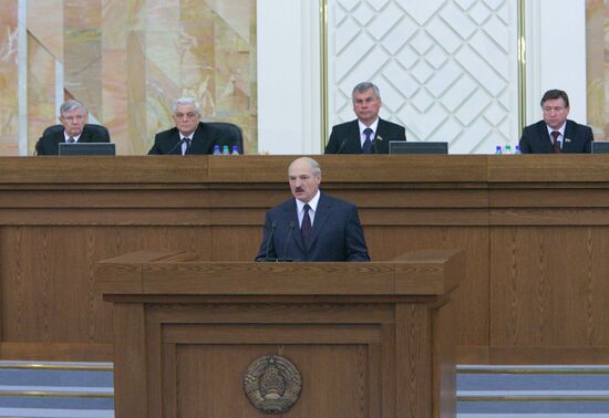 Belarusian President Alexander Lukashenko addresses nation