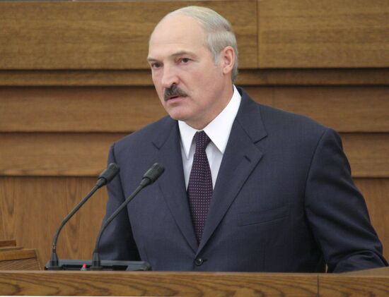Belarusian President Alexander Lukashenko addresses nation