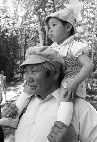 Grandfather and his granddaughter