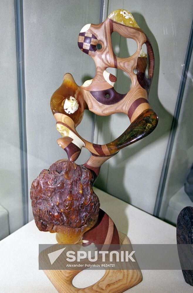 A sculpture with amber