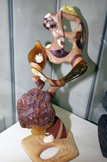 A sculpture with amber