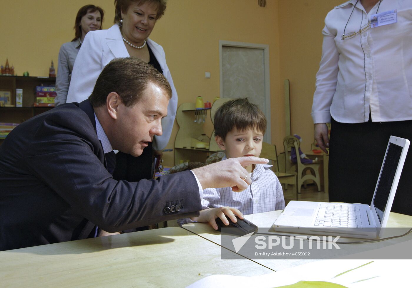 President Dmitry Medvedev visits Moscow school