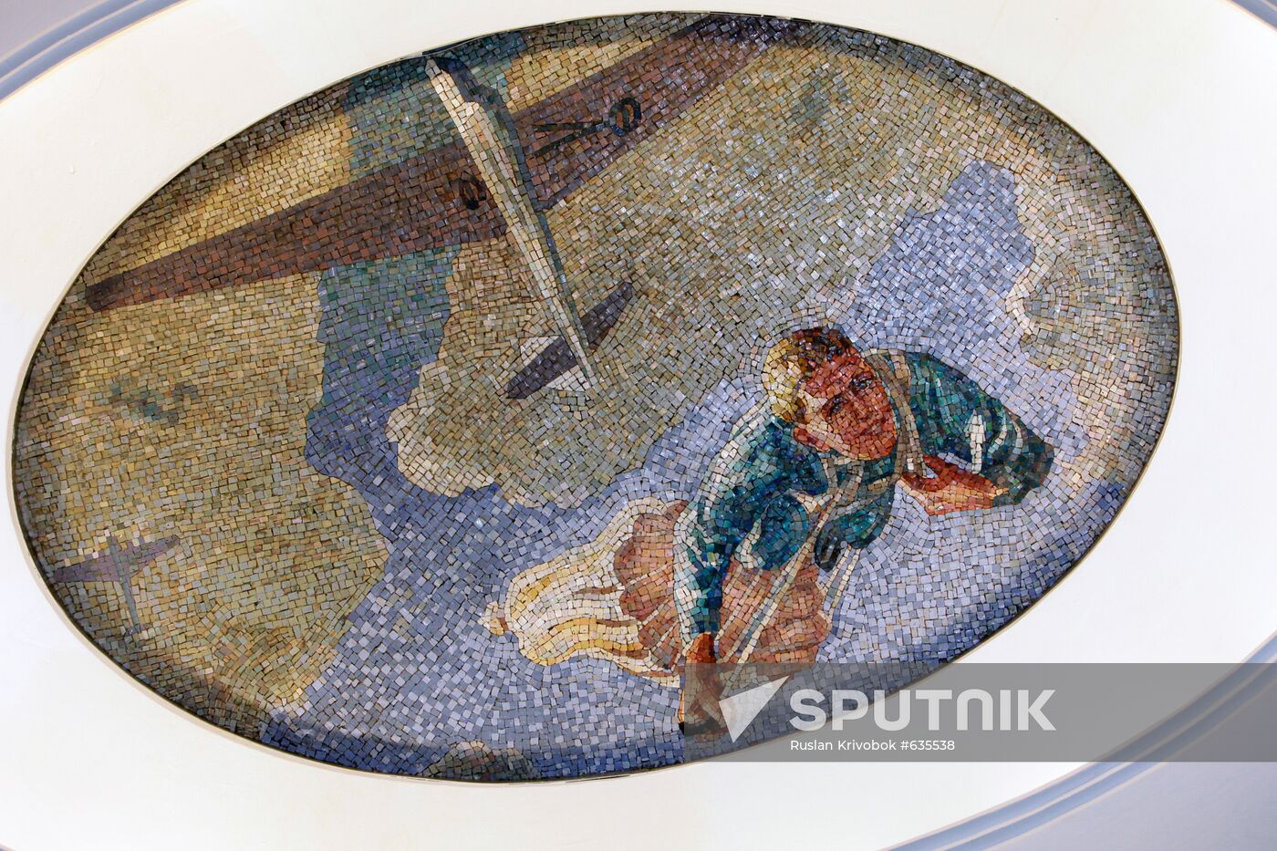 Mosaic artwork at Mayakovskata metro station