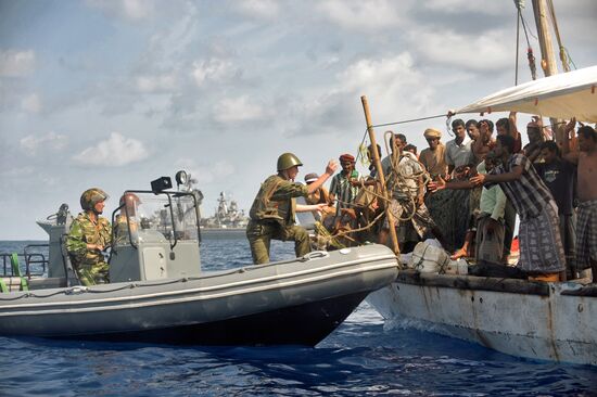 Vessel suspected of piracy inspected by naval forces