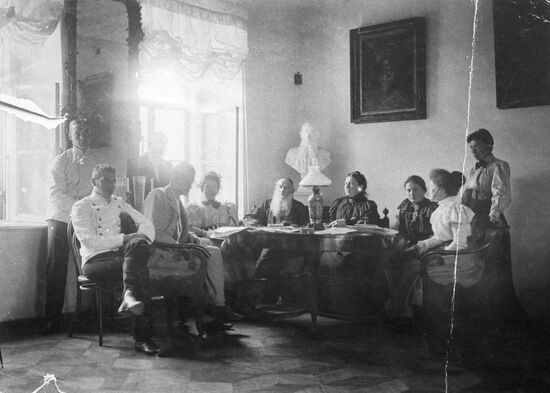 Leo Tolstoy with his family and friends