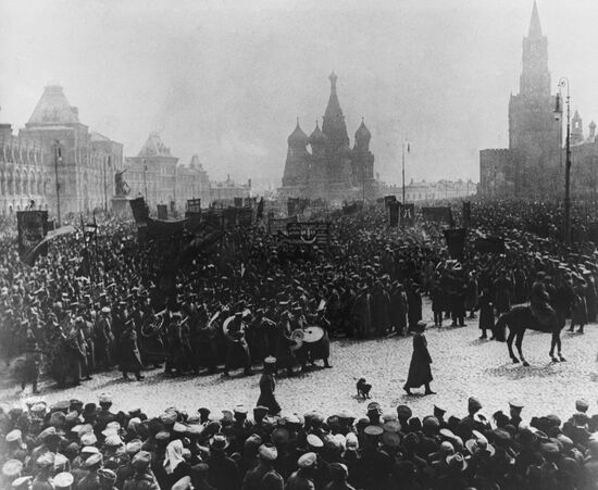 Parade on Red Square in Moscow on May 1, 1917