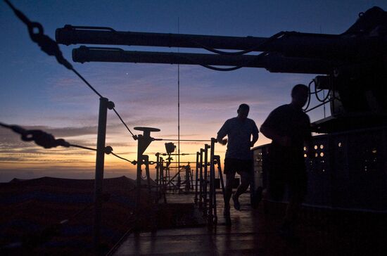 A-cruiser Peter the Great long voyage continues