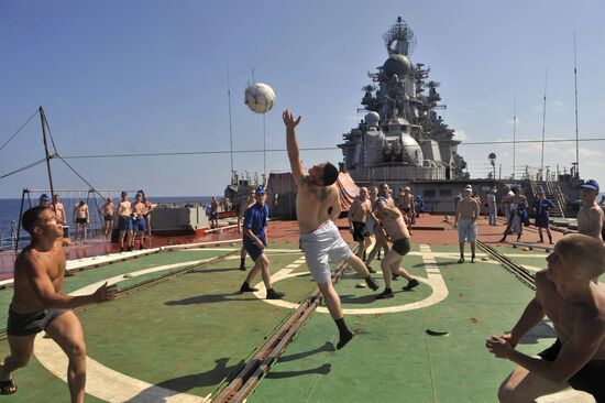 Nuclear-powered cruiser on its long run