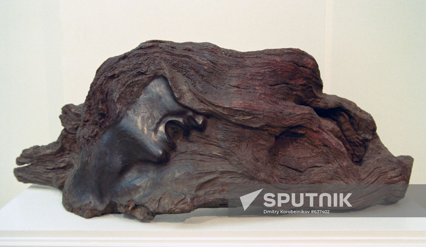Wooden sculpture "Horror", by S. Erzya