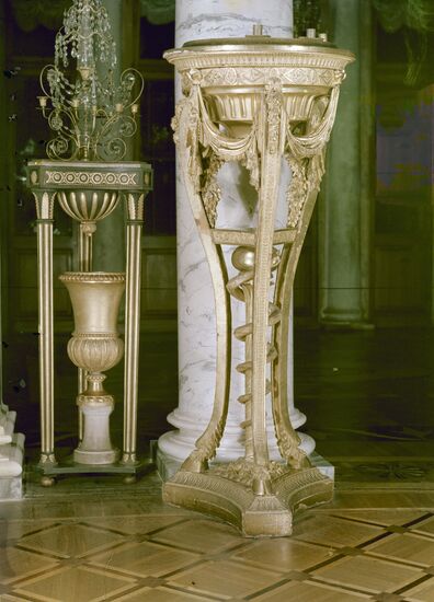 Carved gilded standard lamp