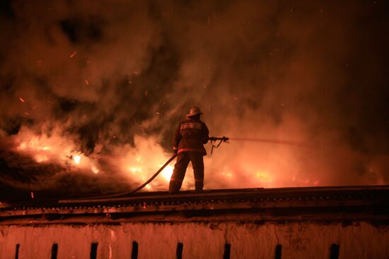 Fire brigades battle blaze at Pskov kremlin