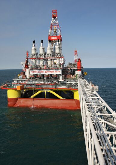 LUKoil stationary oil platform in Caspian Sea